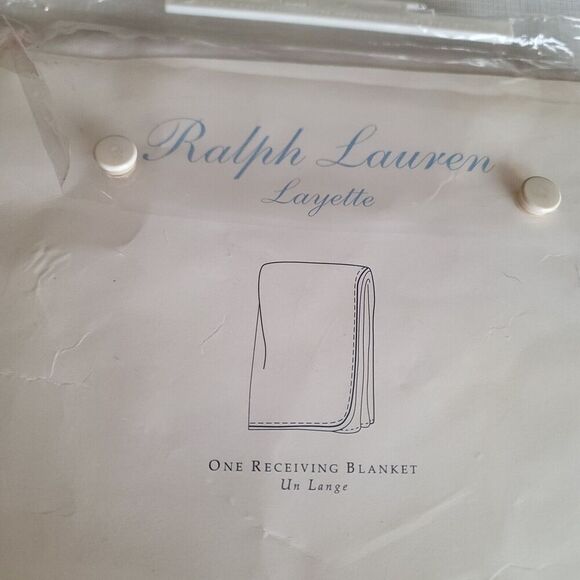 Ralph Lauren Layette White Pink newborn baby receiving blanket 100% cotton VTG - Picture 4 of 10